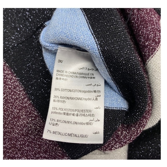 INC Multi Striped Pencil Skirt Lurex-Trim Glitter Plus Sz 3X - Picture 8 of 8